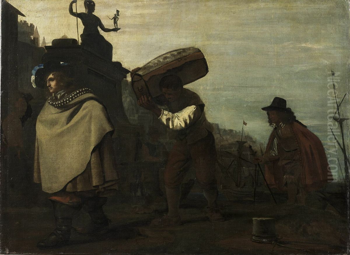 Gentleman arriving in a southern port Oil Painting by Michiel Sweerts