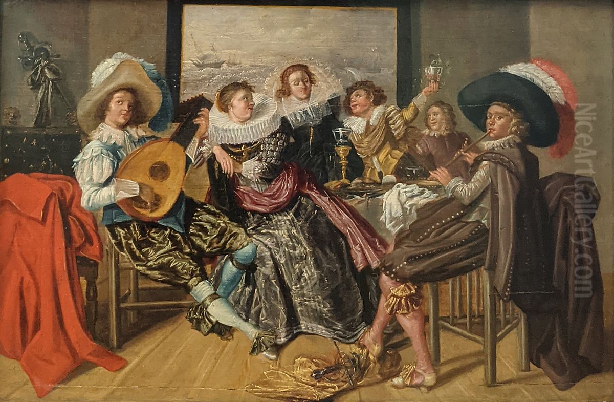 Musizierende (lustige) Tischgesellschaft Oil Painting by Dirck Hals