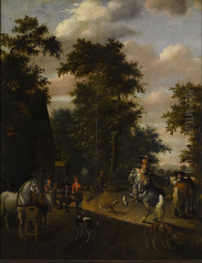 rest of horsemen at an inn Oil Painting by Pieter van Asch
