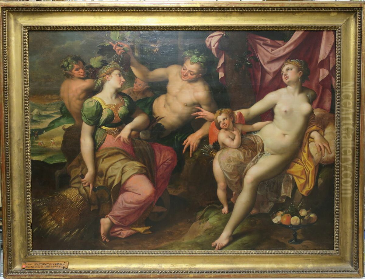 Venus, Bacchus et Cerest Oil Painting by Jacob De Backer