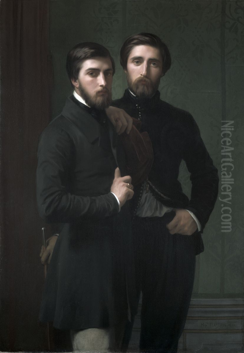 Rene-Charles Dassy and His Brother Jean-Baptiste-Claude-Amede Dassy Oil Painting by Hippolyte Flandrin