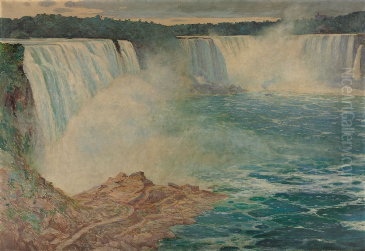 Niagara Falls Oil Painting by Augustin Satra