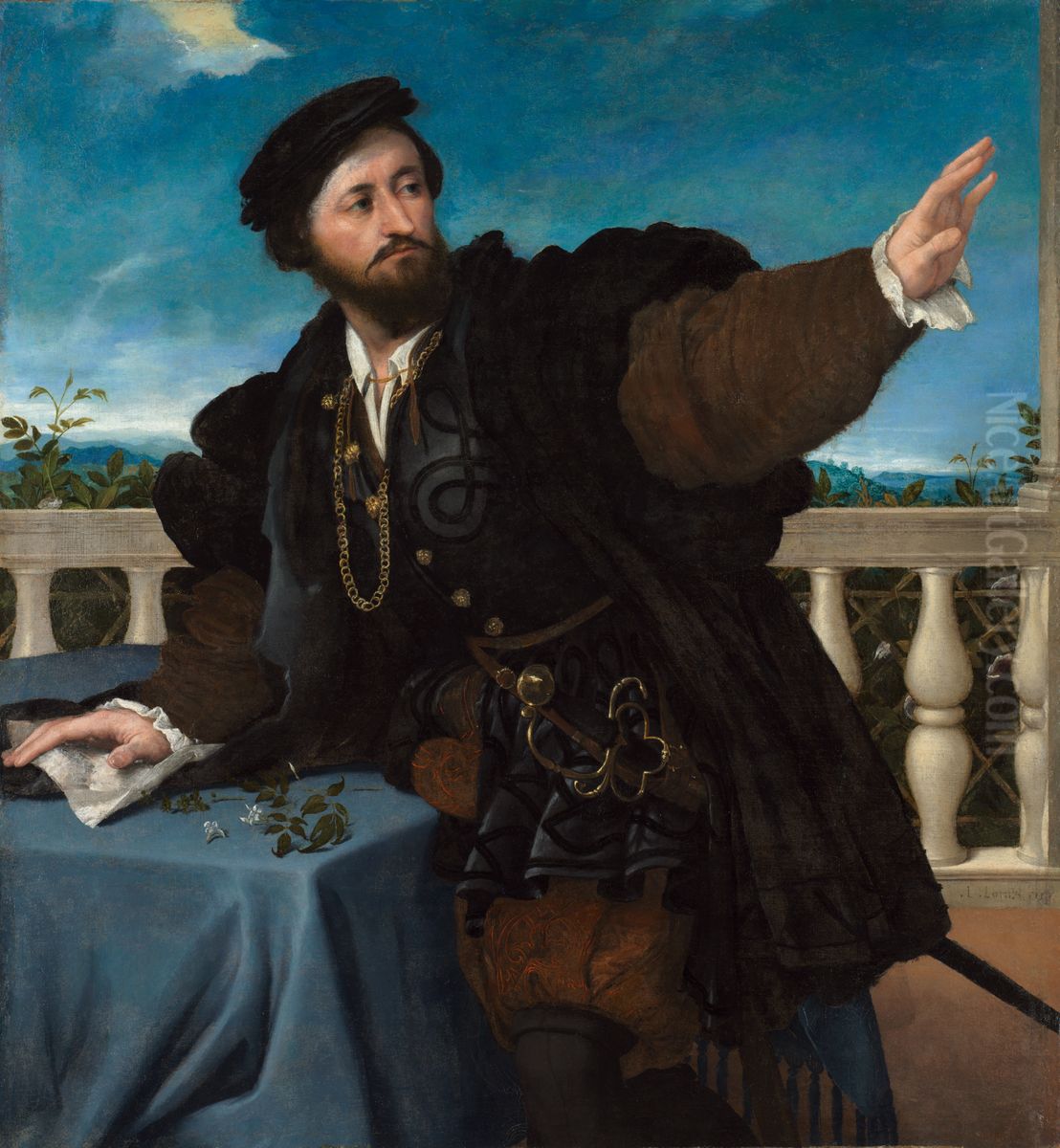 Portrait of a Man, possibly Girolamo Rosati Oil Painting by Lorenzo Lotto