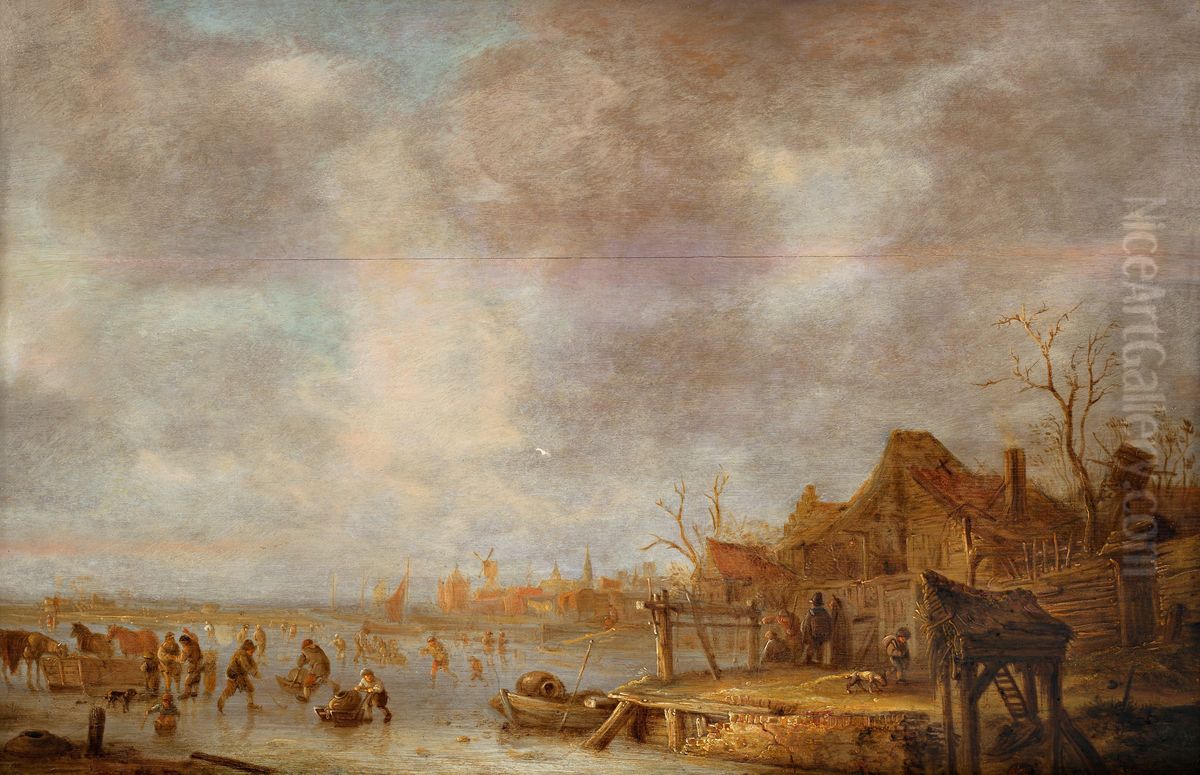 A winter's day outside Haarlem Oil Painting by Isaac Van Ostade