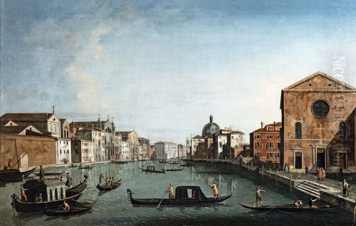 Grand Canal near Santa Lucia Oil Painting by Canaletto