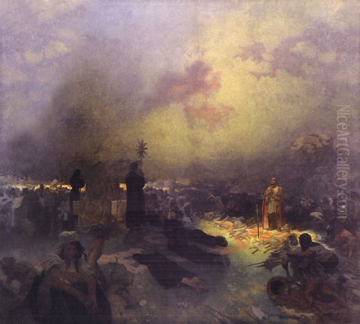 Po bitve na Vitkove Oil Painting by Alphonse Mucha