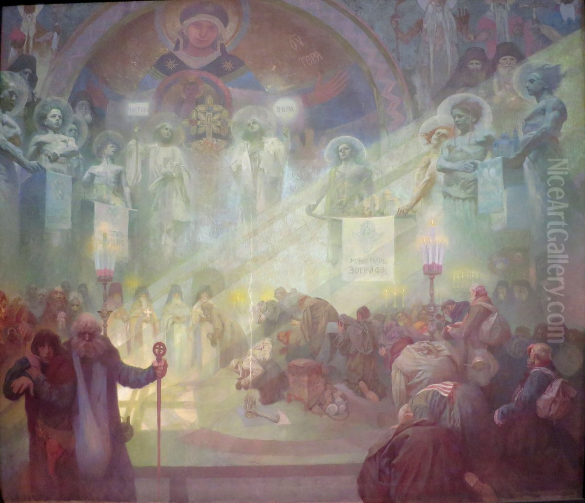 The Holy Mount Athos Oil Painting by Alphonse Mucha