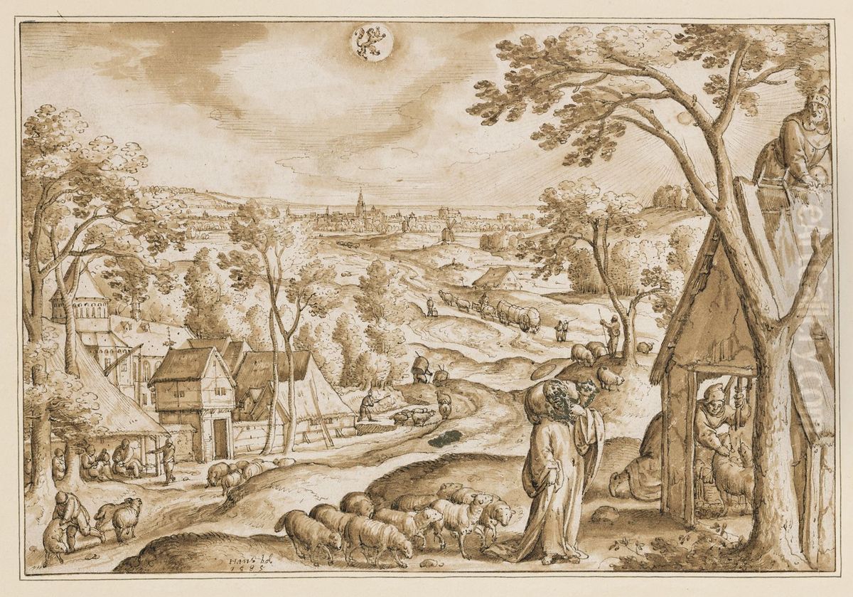 Juli - Jezus als goede herder Oil Painting by Hans Bol