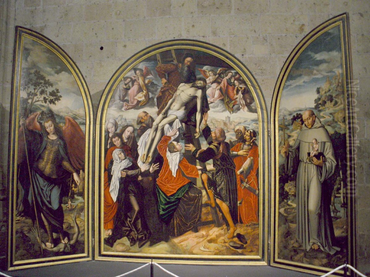 Triptych of Descent by Ambrosius Benson Oil Painting by Ambrosius Benson