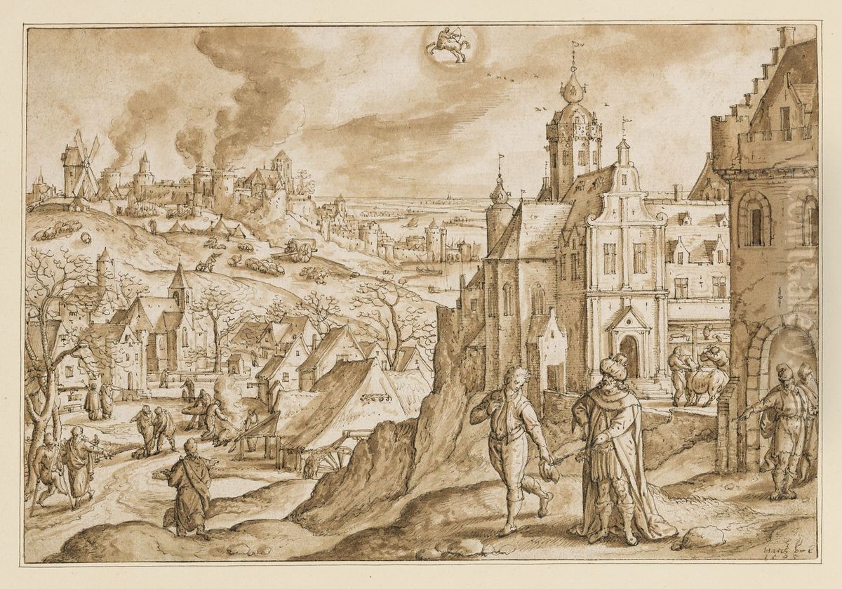 November - Die Parabel vom koniglichen Hochzeitsmahl Oil Painting by Hans Bol