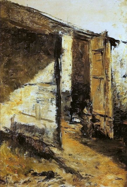 Backyard Oil Painting by Giovanni Battista Castagneto