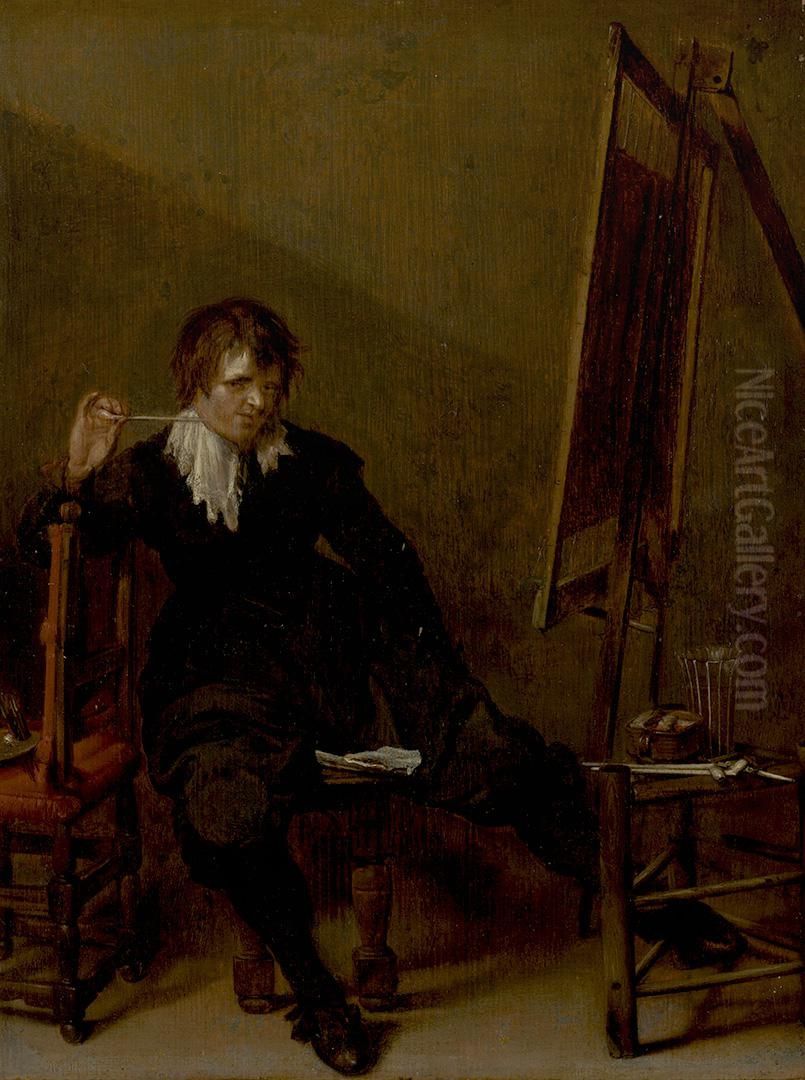 An Artist in Front of the Easel Oil Painting by Pieter Codde