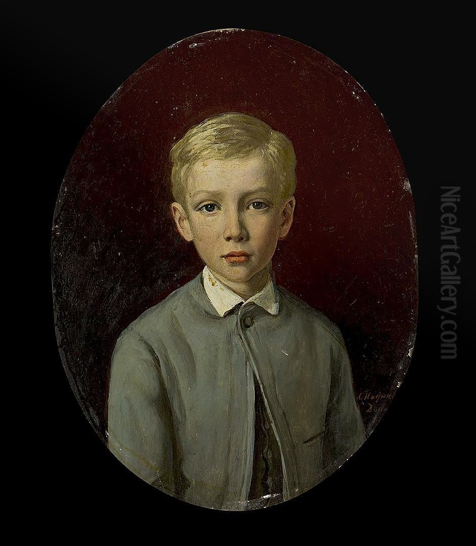 Portrait of a Boy Oil Painting by Sergey Petrovich Postnikov