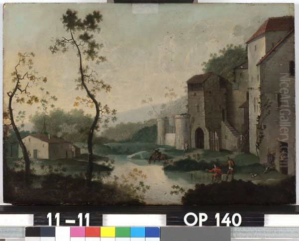 Landschap met vissers Oil Painting by Jan Van Der Heyden