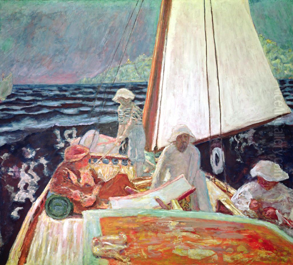 Signac and his friends in boat Oil Painting by Pierre Bonnard
