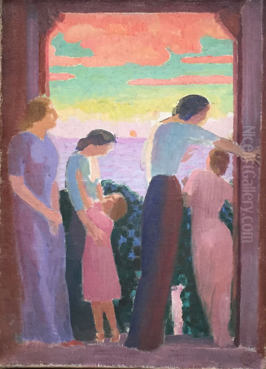 Femmes sur le balcon Oil Painting by Maurice Denis