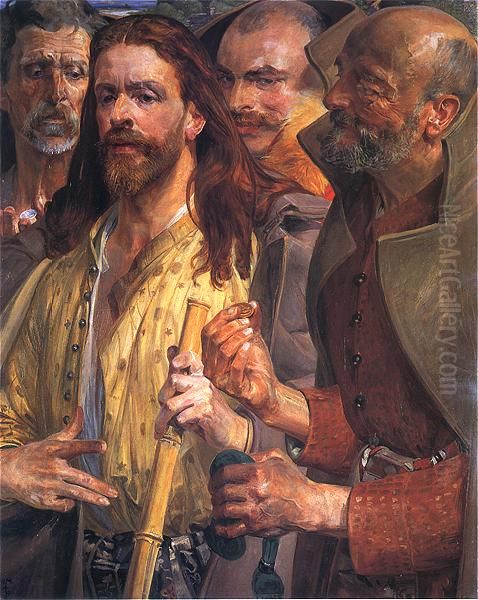 The Tribute Money Oil Painting by Jacek Malczewski