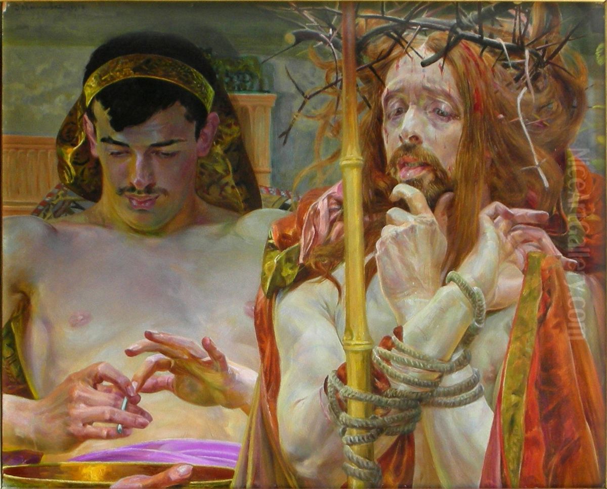 Kristus foran Pontius Pilatus Oil Painting by Jacek Malczewski