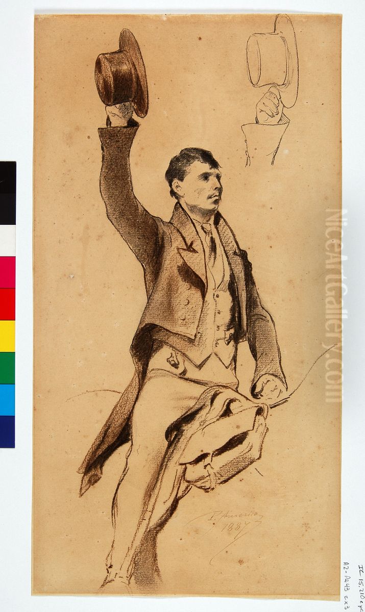 Homem a Cavalo - Estudo 5/6 Oil Painting by Pedro Americo