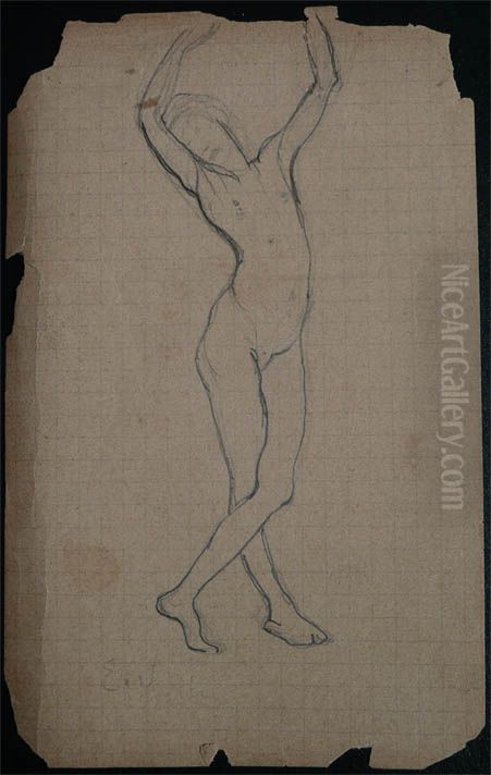 Nu - Desmembrado de um caderno de anotacoes Oil Painting by Eliseu Visconti