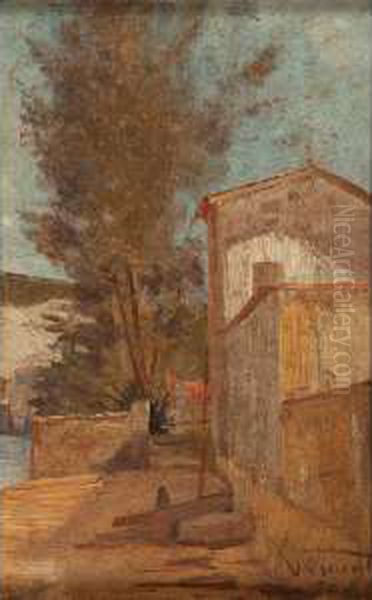 Fundo de quintal em Sao Cristovao Oil Painting by Eliseu Visconti