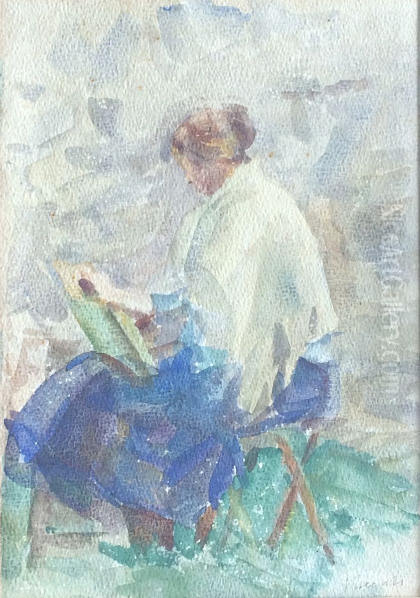 Louise pintando Oil Painting by Eliseu Visconti