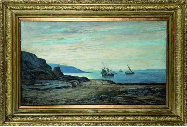 Coucher De Soleil Sur Les Voiliers En Mediterranee Oil Painting by Henri Chevalier