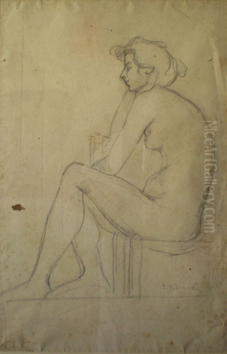 Nu feminino sentado Oil Painting by Eliseu Visconti