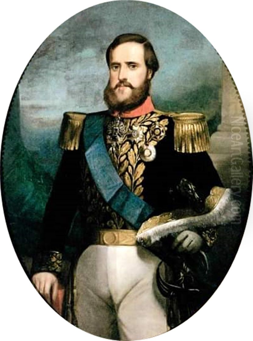 Pedro II (12), da colecao Museu Historico Nacional Oil Painting by Francois-Rene Moreaux