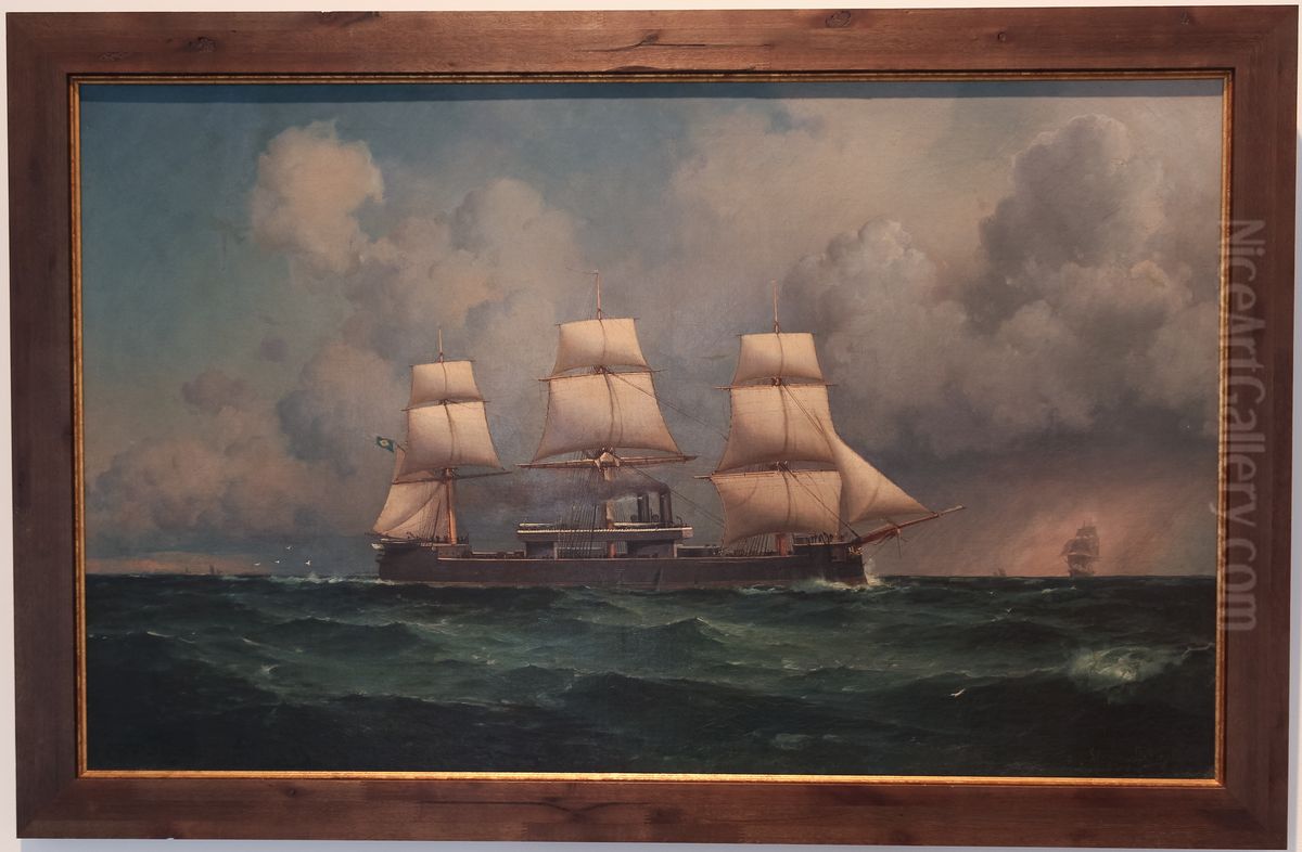 Fragata Independencia, da colecao Museu Historico Nacional Oil Painting by Eduardo de Martino