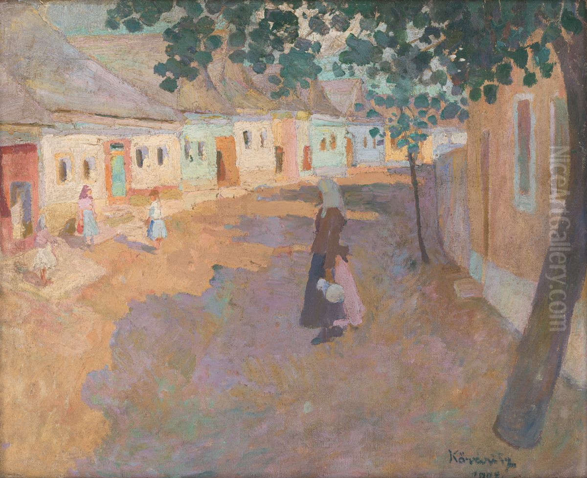 Na ulici Oil Painting by Konstantin Kovari-Kacmarik