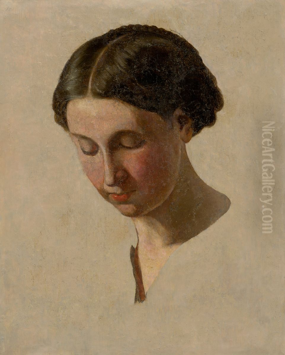 Studia hlavy dievcata Oil Painting by Frantisek Klimkovic