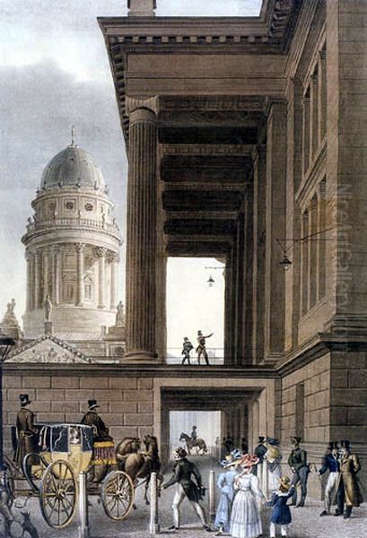 Einfahrt in das koenigliche Schauspielhaus Oil Painting by Eduard Gaertner