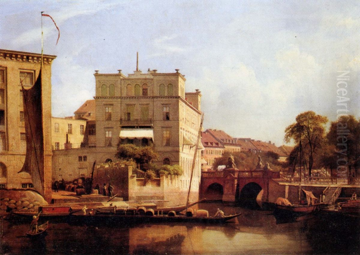 Hercules bridge in Berlin Oil Painting by Eduard Gaertner