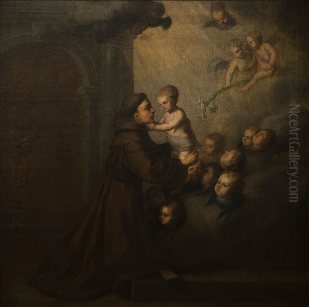 Hl. Antonius von Padua mit Christuskind Oil Painting by Joachim von, I Sandrart