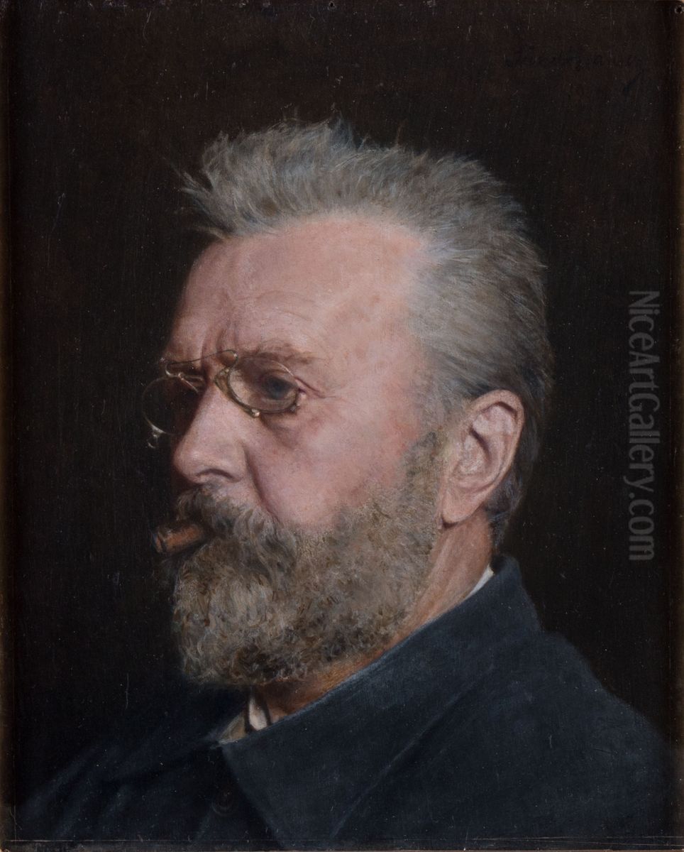 Selvportrett Oil Painting by Carl Sundt-Hansen