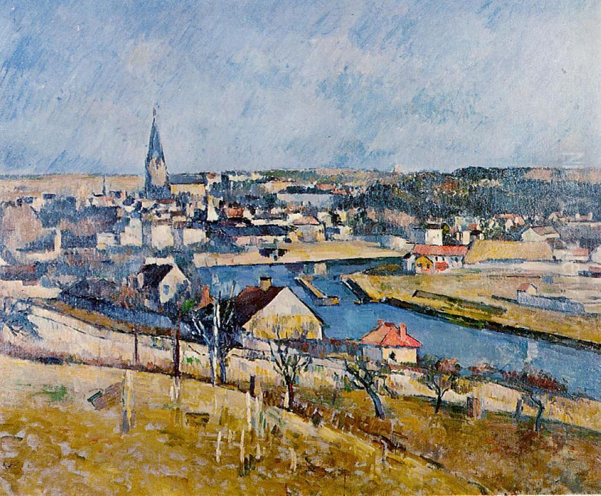 Melun vu depuis Le Mee-sur-Seine Oil Painting by Paul Cezanne