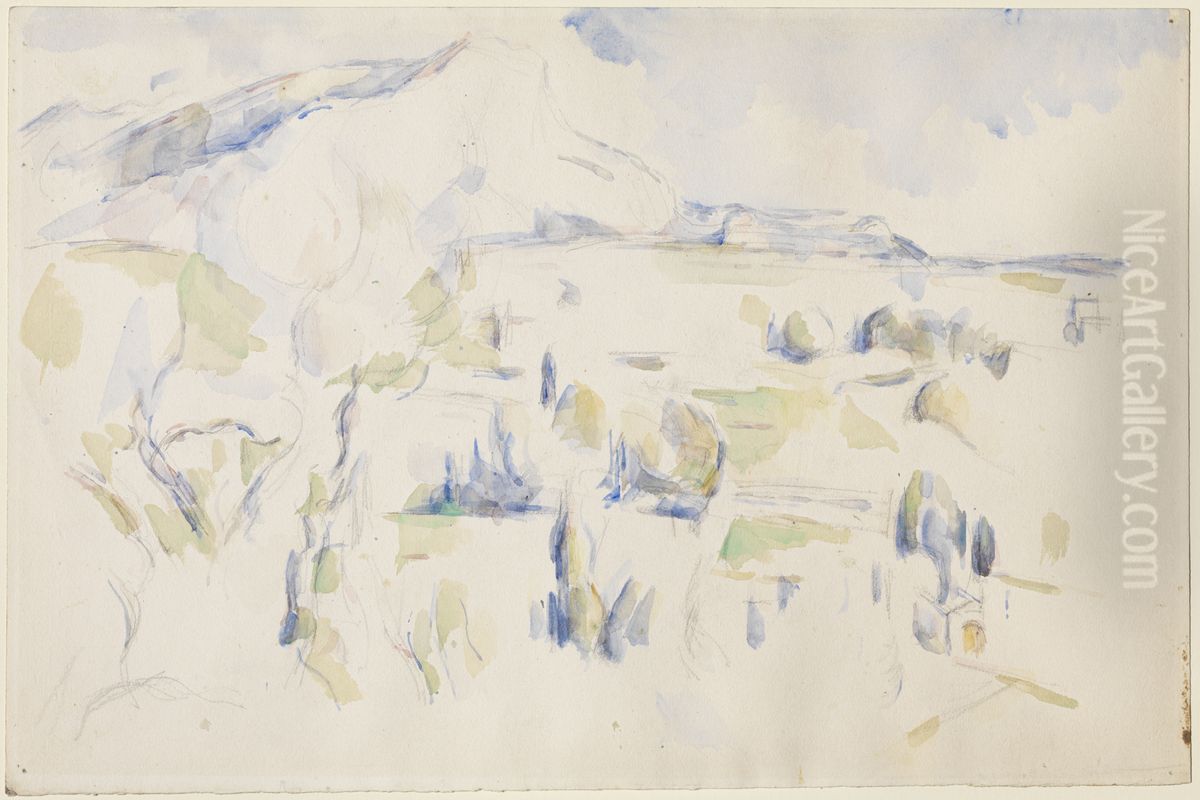 La Montagne Sainte-Victoire vue des Lauves en hiver Oil Painting by Paul Cezanne