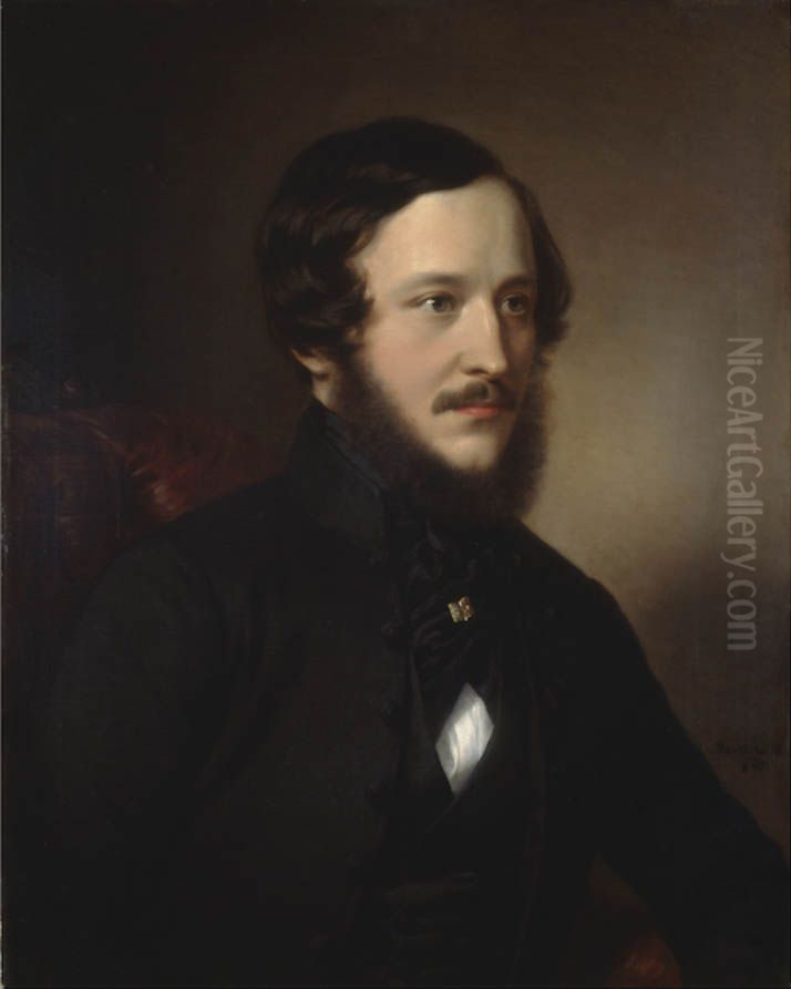 Eotvos Jozsef arckepe Oil Painting by Miklos Barabas