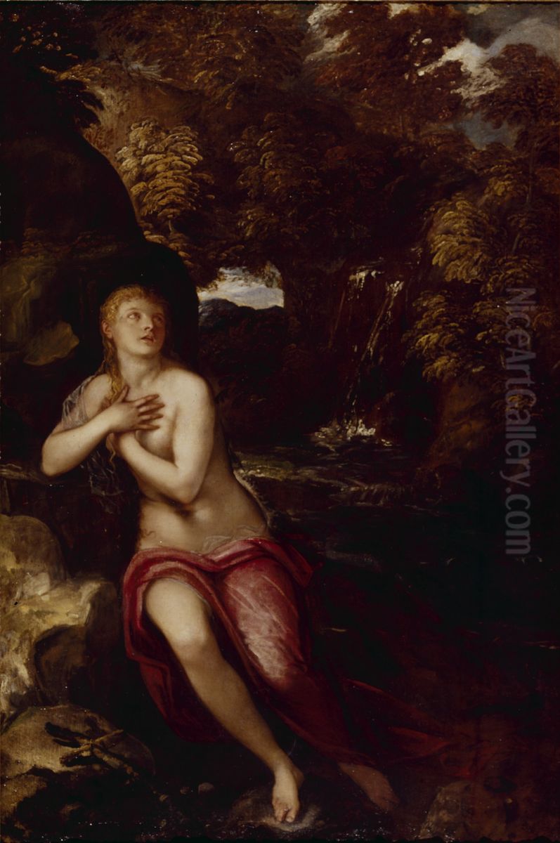 The Magdalene in the Wilderness Oil Painting by Domenico Tintoretto
