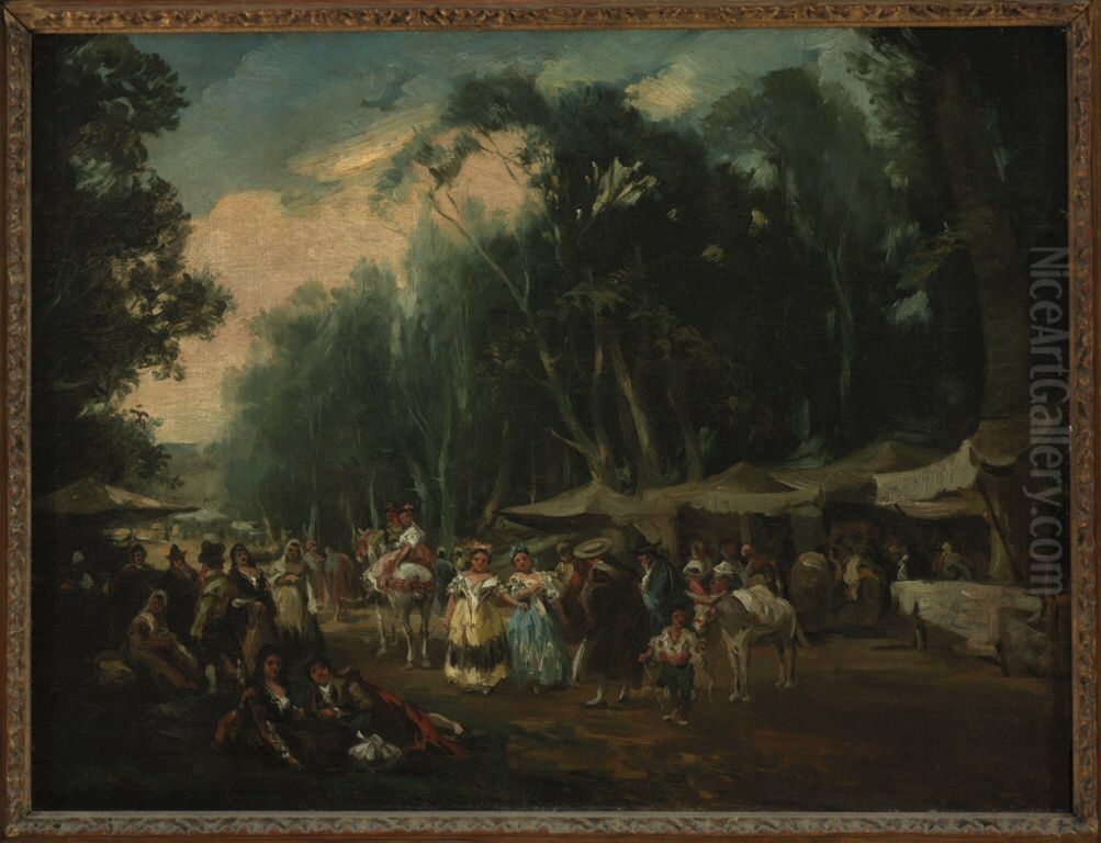 La Romeria de San Isidro a San Antonio de la Florida Oil Painting by Lucas Velazquez