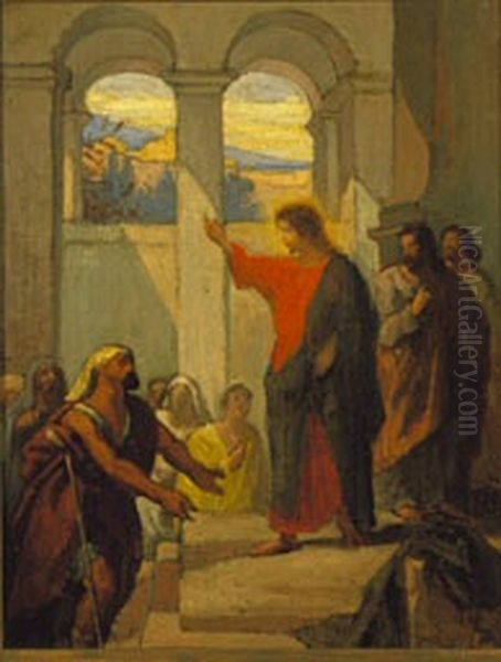 Christ Healing the Paralytic Oil Painting by Pierre Puvis de Chavannes