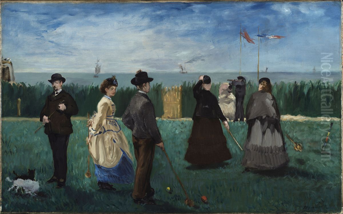 Partie de Croquet a Boulogne-sur-Mer Oil Painting by Edouard Manet