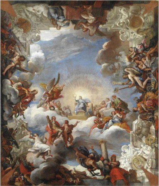 Modello Per L'affresco De 'l'apoteosi Di Marcantonio Ii Colonna' APalazzo Colonna A Roma Oil Painting by Bartolomeo Giuseppe Chiari