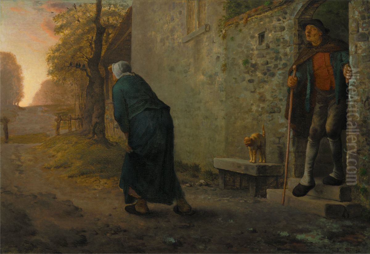 D'attente Oil Painting by Jean-Francois Millet