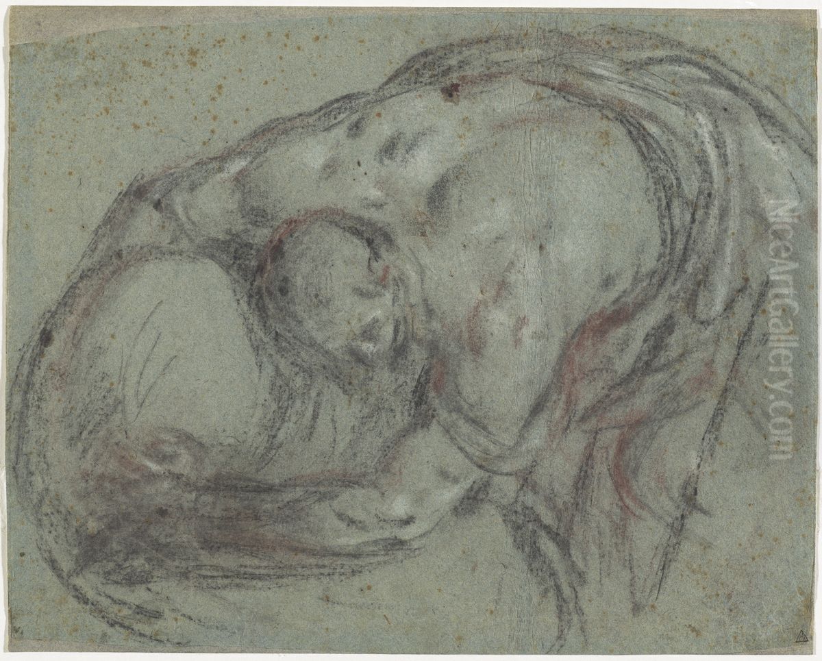 A Man Lifting a Bundle Oil Painting by Leandro Bassano