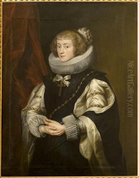 Portrait of a woman with a big starched ruff Oil Painting by Sir Anthony Van Dyck