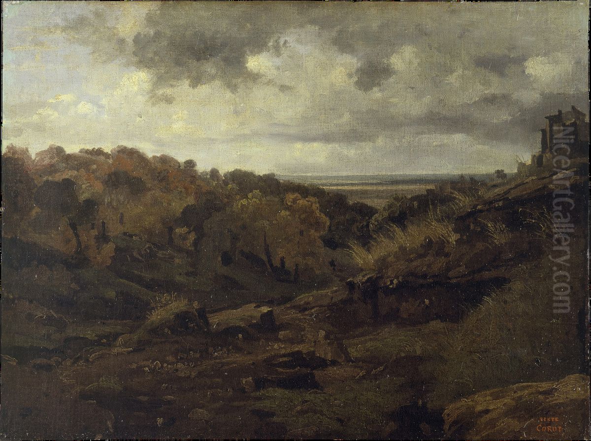 Italian Landscape near Marino in Autumn Oil Painting by Jean-Baptiste Camille Corot