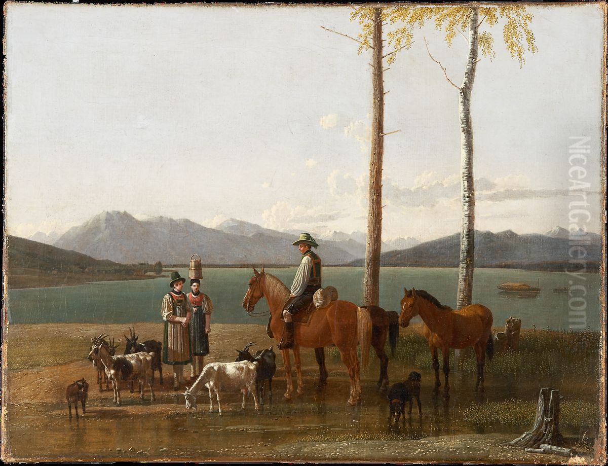 Morning at the Tegernsee Oil Painting by Wilhelm Von Kobell