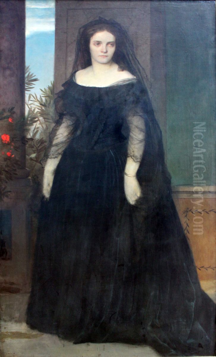 Portrait of the Actress Fanny Janauschek Oil Painting by Arnold Bocklin